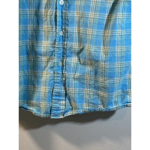 Carhartt Shirt Men M Blue Green Plaid Short Sleeve Button Up Relaxed Workwear - Picture 6 of 11